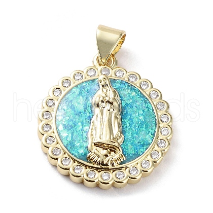 Rack Plating Brass Micro Pave Clear Cubic Zirconia Pendants KK-C041-06A-G-1