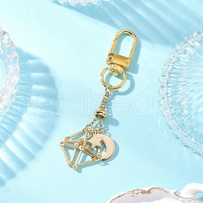 Brass Macrame Pouch Empty Stone Holder Pendant Decoration HJEW-JM03304-01-1