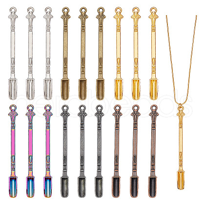  18Pcs 6 Colors Zinc Alloy Snuff Spoon AJEW-NB0006-13-1