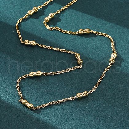 304 Stainless Steel Bone Rope Chain Necklaces NJEW-C073-02G-1