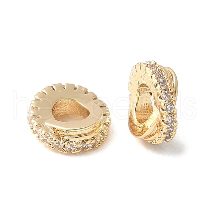 Brass Micro Pave Clear Cubic Zirconia Spacer Beads KK-A253-19G-1