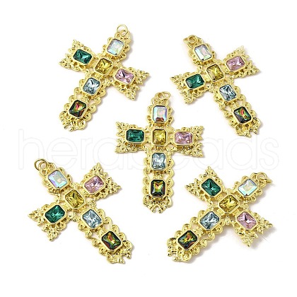 Brass Micro Pave Cubic Zirconia Pendants KK-U072-39G-1