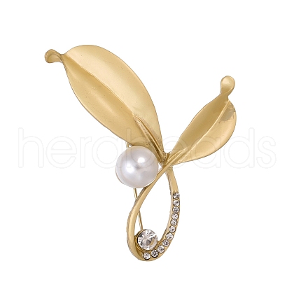 Leaf Zinc Alloy Rhinestone Brooches PW-WG10228-01-1