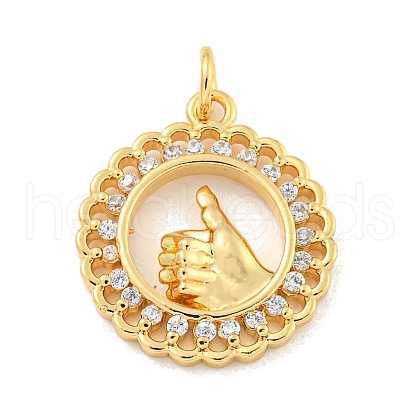 Brass Micro Pave Clear Cubic Zirconia Pendants KK-U007-01G-05-1