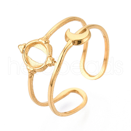 Moon 304 Stainless Steel Cuff Ring Components STAS-T066-42G-1