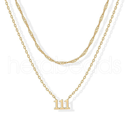 304 Stainless Steel Figure Pendant Double Layer Necklaces for Women FS-WGF1C2D-01-1