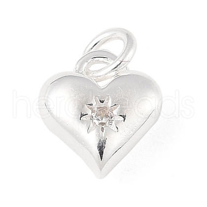 925 Sterling Silver Micro Pave Clear Cubic Zirconia Heart Charms STER-R013-15S-1
