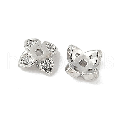 Brass Micro Pave Clear Cubic Zirconia Bead Caps KK-V015-05P-1