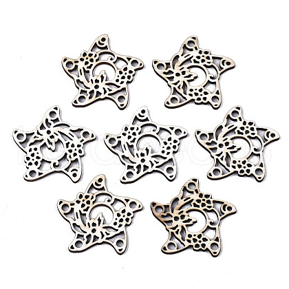 Unfinished Natural Poplar Wood Filigree Joiners Links WOOD-N006-75-1