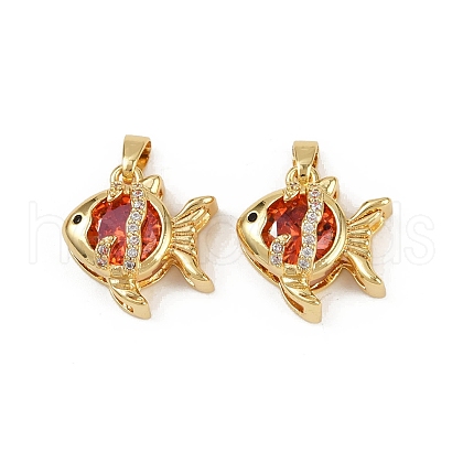 Brass Micro Pave Cubic Zirconia Pendants KK-C093-15G-1