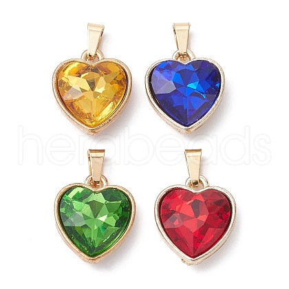 4Pcs 4 Colors Faceted Glass Pendant PALLOY-JF02342-1