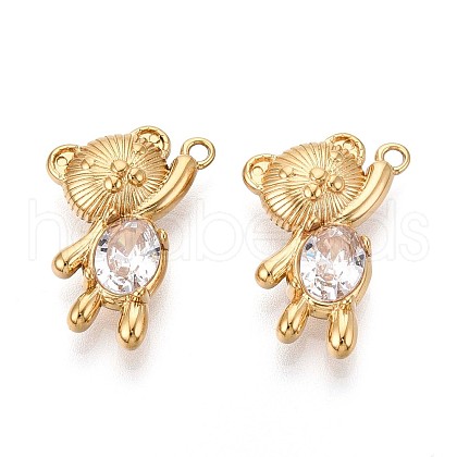 304 Stainless Steel Micro Pave Cubic Zirconia Pendants STAS-N109-172G-1