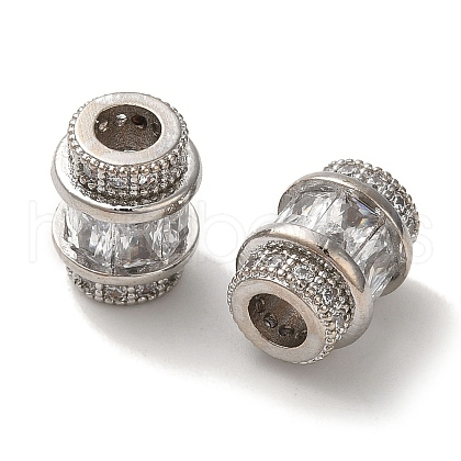 Rack Plating Brass Pave Clear Cubic Zirconia European Beads KK-M285-28P-1