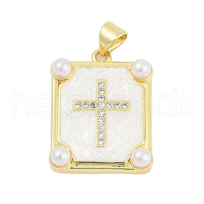 Brass Micro Pave Clear Cubic Zirconia Pendants KK-I723-14G-1