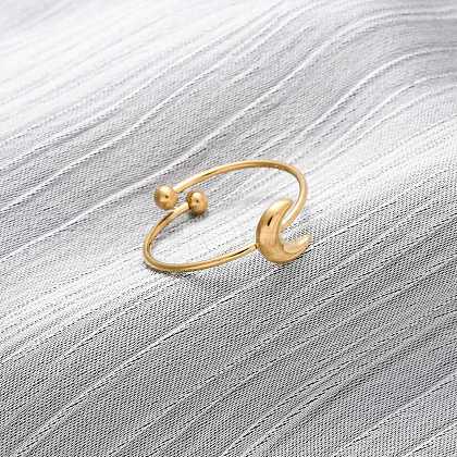 304 Stainless Steel Open Cuff Ring for Women RJEW-A071-01A-G-1