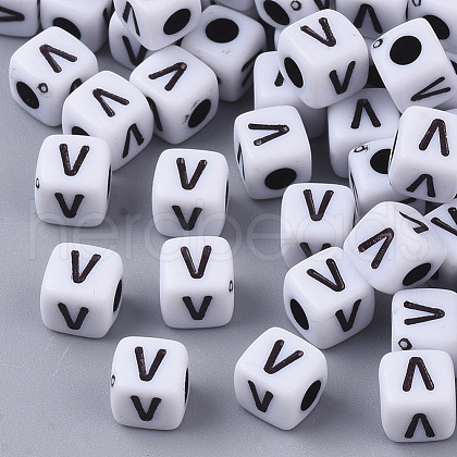 White Opaque Acrylic Beads MACR-R869-02V-1