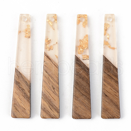 Transparent Resin & Walnut Wood Pendants RESI-S389-043A-B05-1