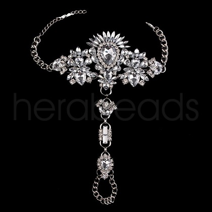 Fashion Alloy & Acrylic Rhinestone Flower Toe Ring Anklets for Beach Party WGAEED0-01-1