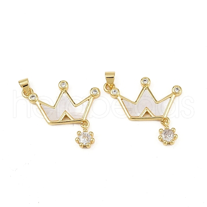Brass Micro Pave Cubic Zirconia Pendants KK-S526-37G-1