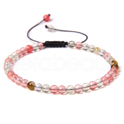 4mm Watermelon Stone Glass Beaded Braided Bracelets SY1950-1-1