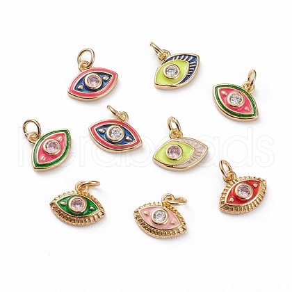 Brass Micro Pave Clear Cubic Zirconia Charms KK-C100-15G-1