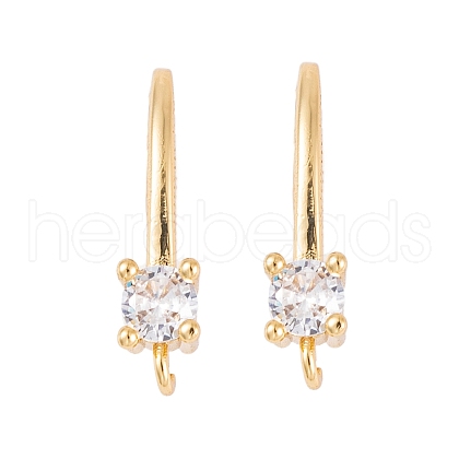 Rack Plating Brass Cubic Zirconia Earring Hooks KK-S374-05G-07-1