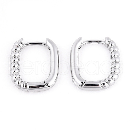 Half Spiral Rectangle Brass Hoop Earrings for Women EJEW-B056-18P-1