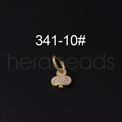 Brass Micro Pave Clear Cubic Zirconia Dangle Hoop Cartilage Earrings WG676EA-10-1