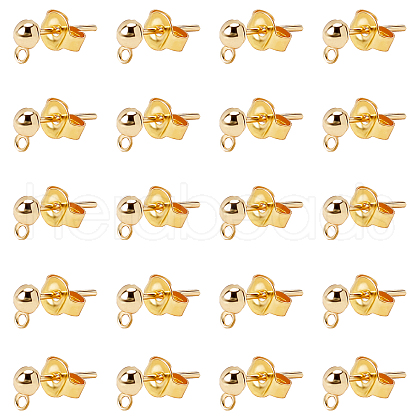 ARRICRAFT 30Pcs Brass Stud Earring Findings and 30Pcs Earring Backs Sets KK-AR0001-91G-NR-1
