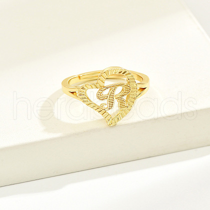 Brass Alphabet Adjustable Rings for Women WGC8F9D-18-1