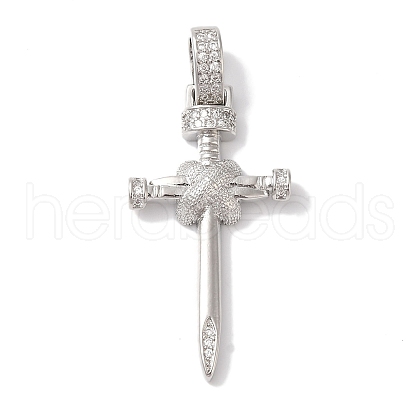 Rack Plating Brass & Cubic Zirconia Pendants KK-L216-054P-01-1