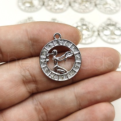 Constellation Themes Alloy Rhinestone Pendants PW-WGDA156-04-1