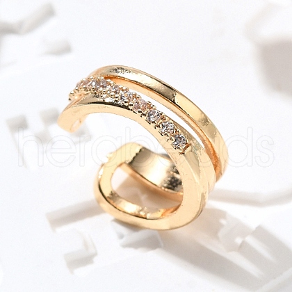 Brass Clear Cubic Zirconia Cuff Earrings EJEW-Q025-04G-1