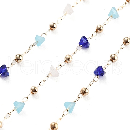 Handmade Brass & Glass Bead Chains CHC-L051-03KCG-02-1