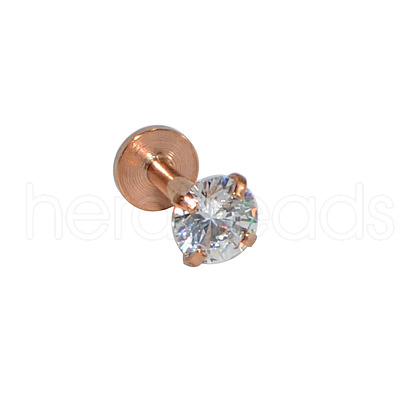 304 Stainless Steel Clear Cubic Zirconia Internally Threaded Labrets For Women Men WGF4990-14-1