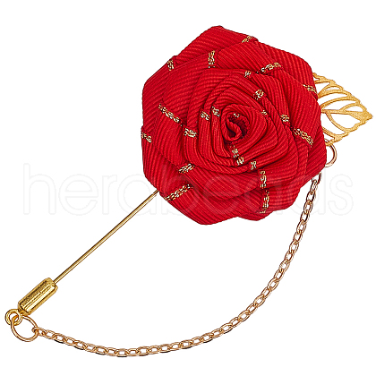 Flower Polyester Ribbon Brooches JEWB-WH20006-02A-1