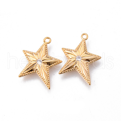 Brass Micro Pave Clear Cubic Zirconia Pendants KK-N232-162-NF-1