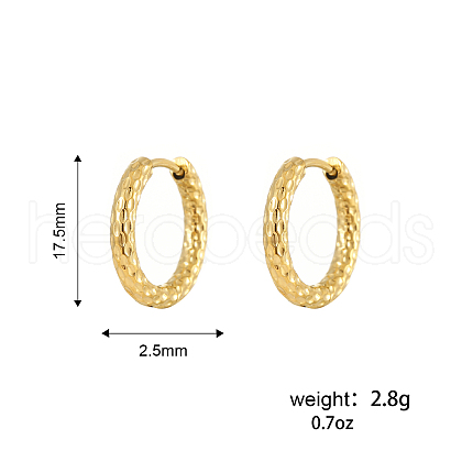 Simple Stainless Steel Textured Oval Hoop Earrings VA8557-1-1