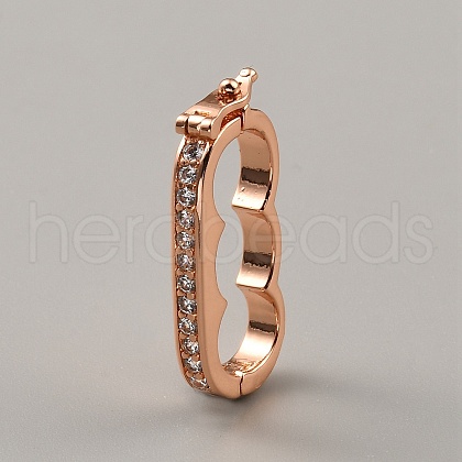 Brass Micro Pave Clear Cubic Zirconia Peanut Enhancer Clasps FIND-WH0139-238RG-1