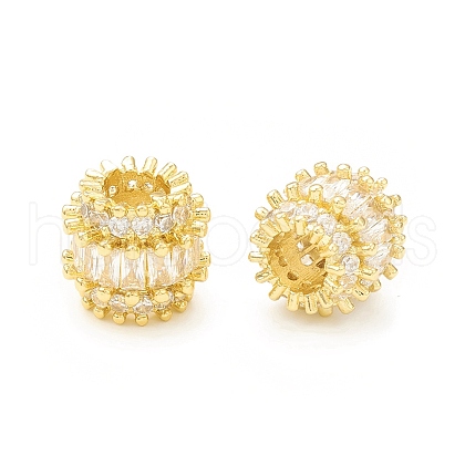 Brass Micro Pave Cubic Zirconia European Beads KK-P228-52G-1