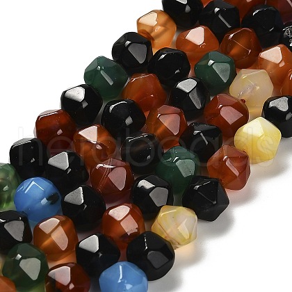 Dyed Natural Agate Beads Strands G-G203-08D-1