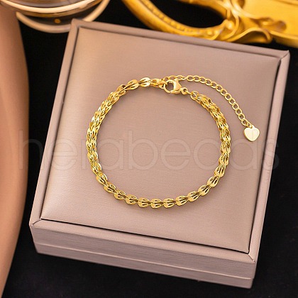 304 Stainless Steel Link Bracelets for Women BJEW-Q040-03G-1