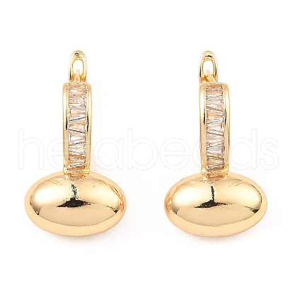 Brass with Cubic Zirconia Hoop Earrings EJEW-G362-03KCG-1