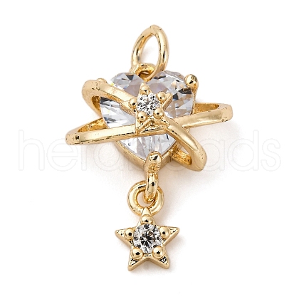 Brass Micro Pave Cubic Zirconia Pendants KK-D378-10KCG-1