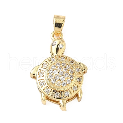Brass Micro Pave Cubic Zirconia Pendants KK-C105-04G-1