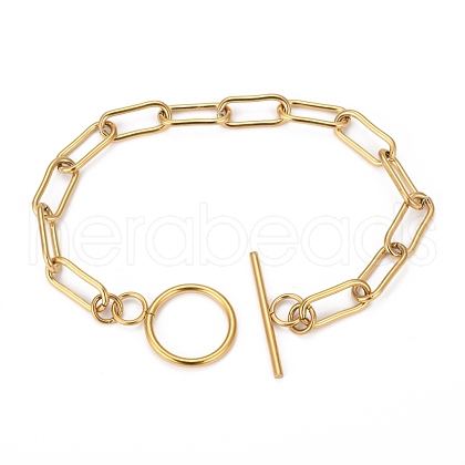 304 Stainless Steel Paperclip Chain Bracelets STAS-P001-59G-1