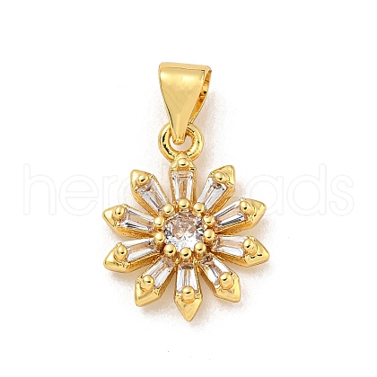 Rack Plating Brass Micro Pave Cubic Zirconia Pendants KK-G513-02G-1