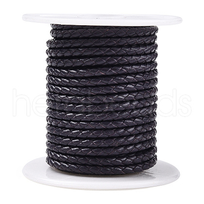 Braided Cowhide Leather Cord NWIR-N005-01G-3mm-1
