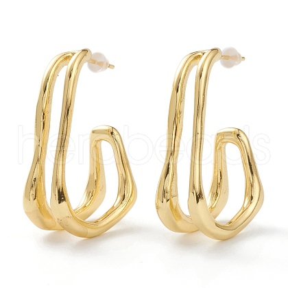 Brass Half Hoop Earrings EJEW-A056-16G-1