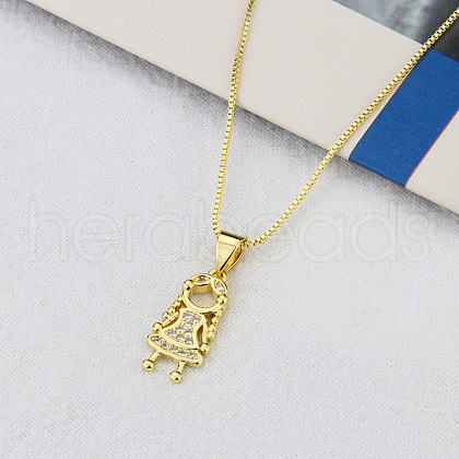 Brass Micro Pave Clear Cubic Zirconia Girl Pendant Necklaces FS-WGEEEEA-04-1